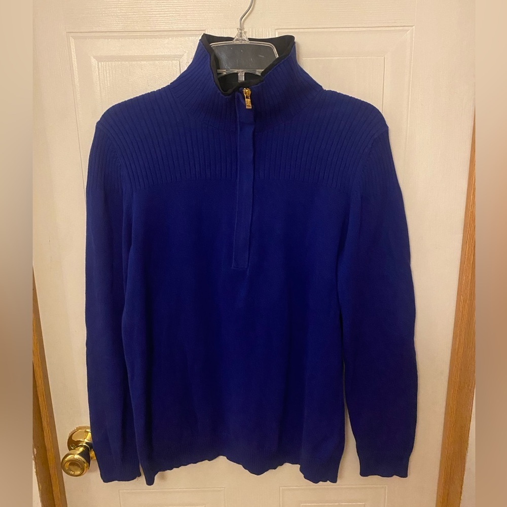 LRL Vintage Women’s Active Quarter Zip Sweater Sapphire Blue